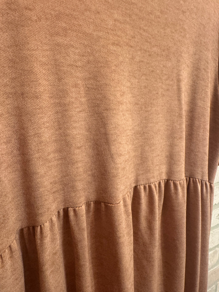 Caramel Tiered Short Sleeve Dress