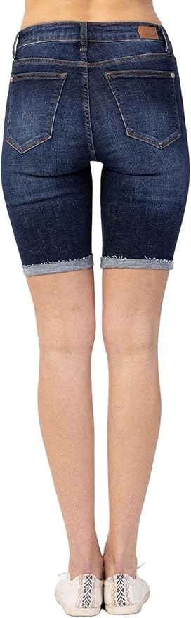 Judy Blue Women's High-Rise Patch Destroyed Bermuda Shorts