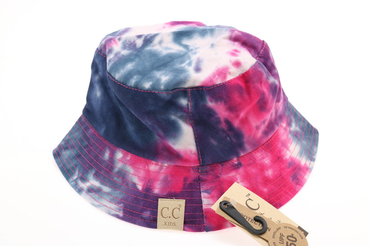 Kids Tie Dye Reversible CC Bucket Hat - Navy/Hot Pink