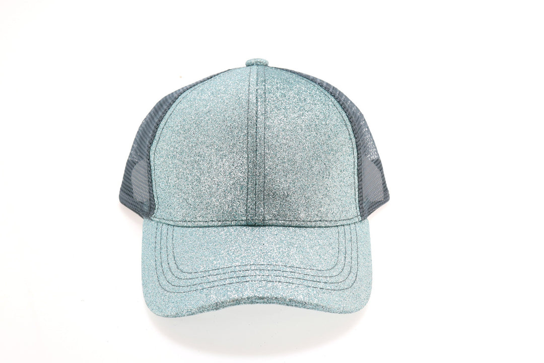 Kids Glitter High Ponytail CC Ball Cap - Mint