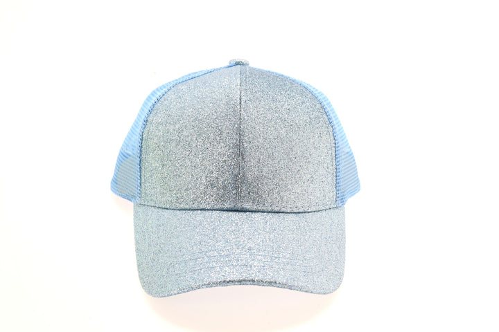 Kids Glitter High Ponytail CC Ball Cap - Lt. Blue