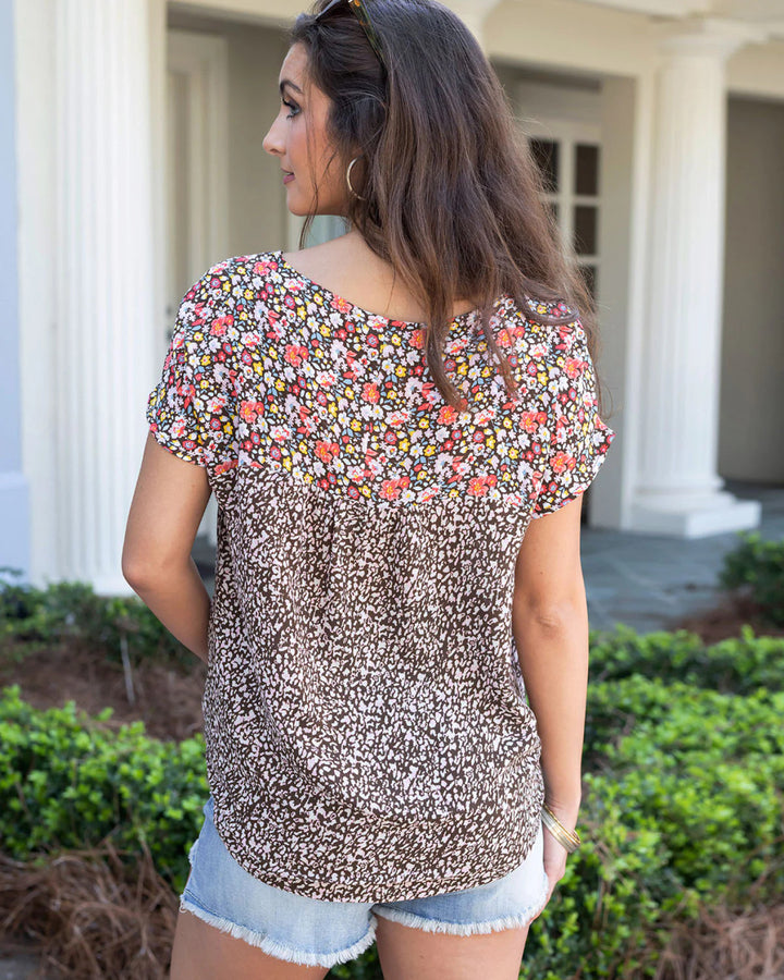 Grace and Lace Lennon Mixed Floral Top - Mixed Print