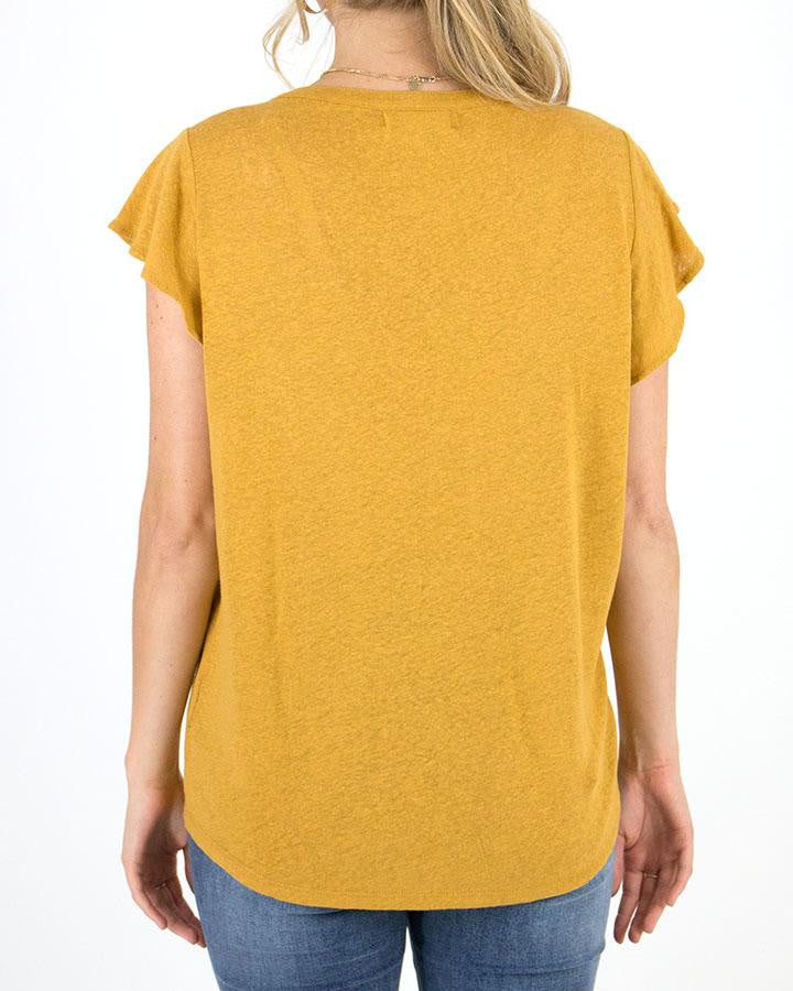 Grace and Lace Linen Slub Henley- Mustard