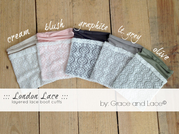 Grace and Lace London Lace Cuffs - Graphite
