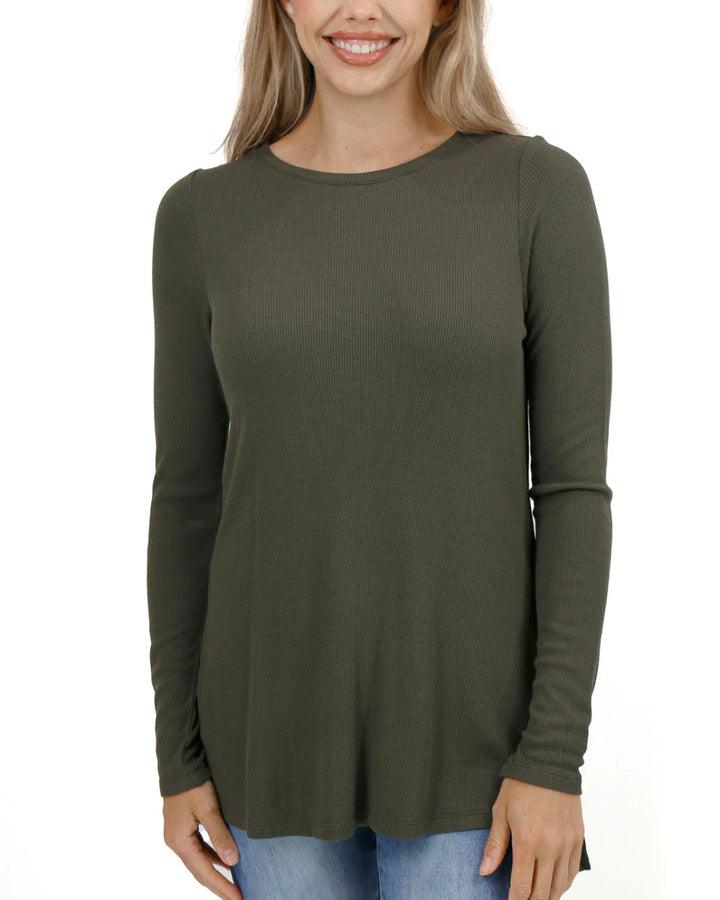 Grace and Lace- Long Sleeve Olive Tunic Tee