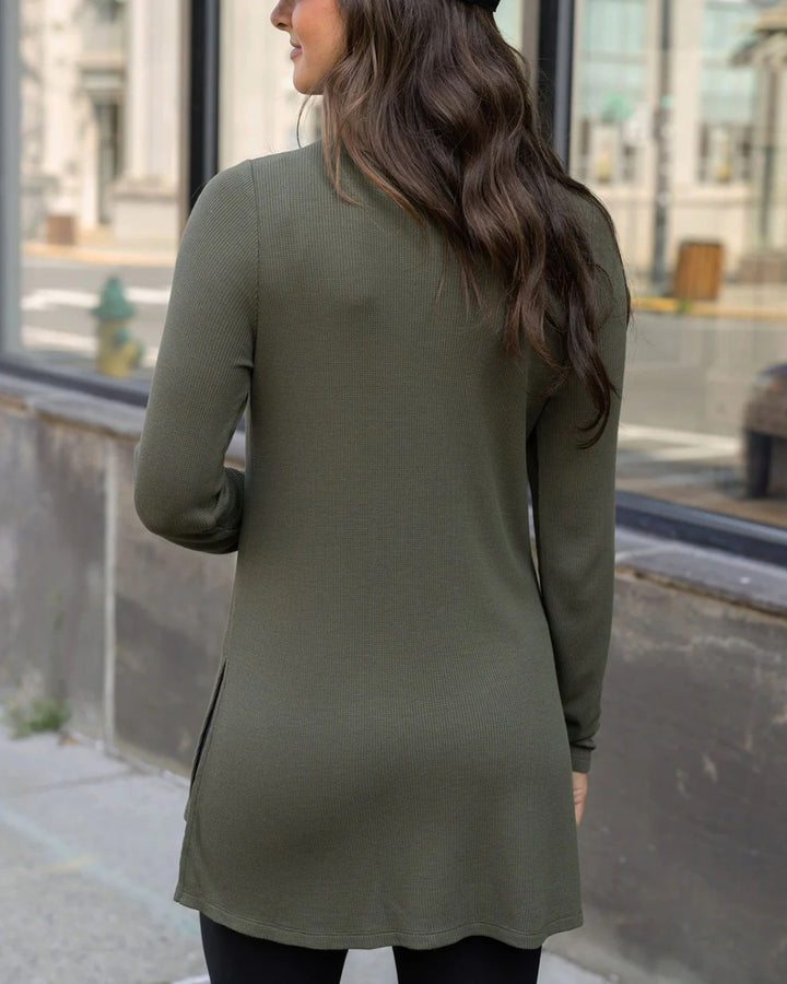 Grace and Lace- Long Sleeve Olive Tunic Tee