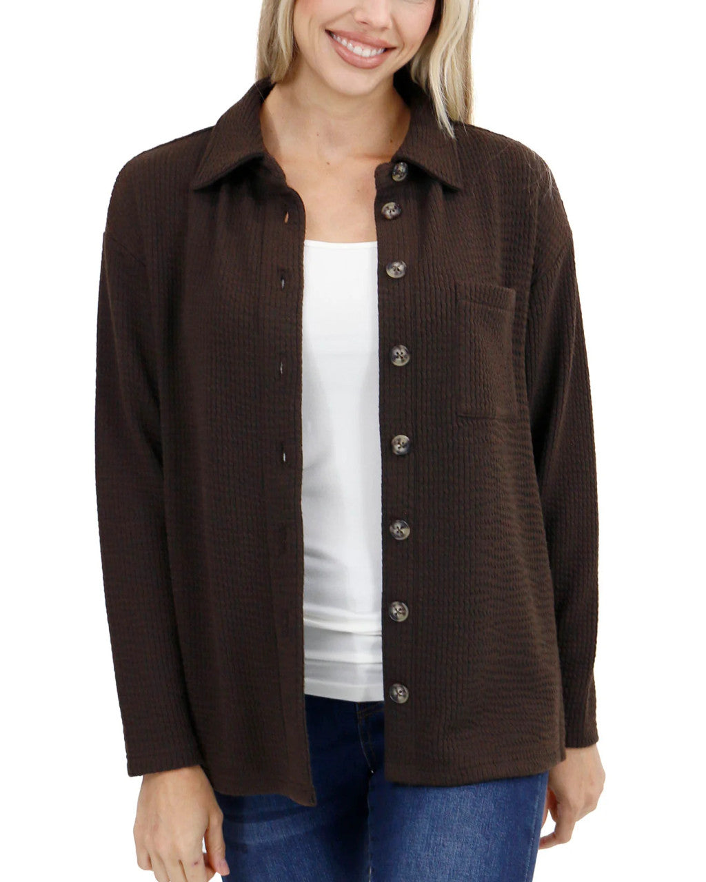 Grace and Lace - Luxe Espresso Ribbed Shacket