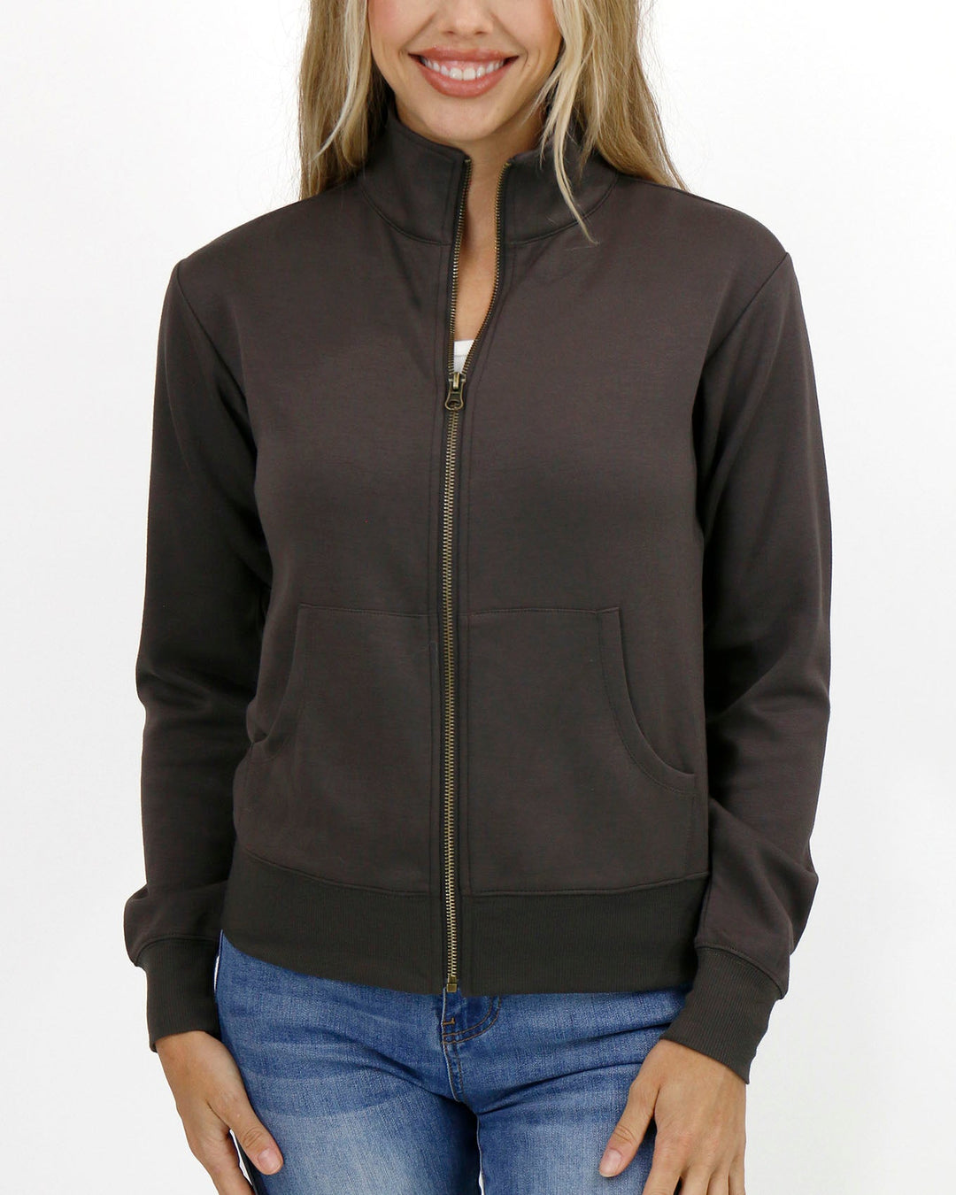 Grace and Lace Luxe Knit Zip Up Jacket - Portobello
