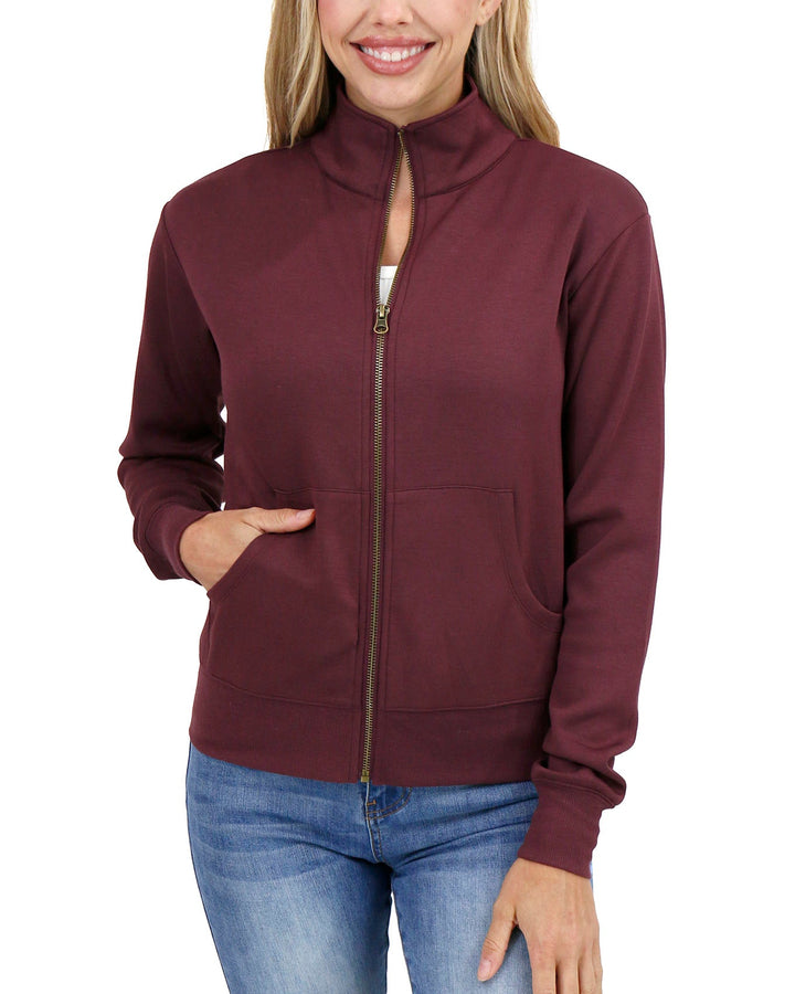 Grace and Lace Luxe Knit Zip Up Jacket - Raisin