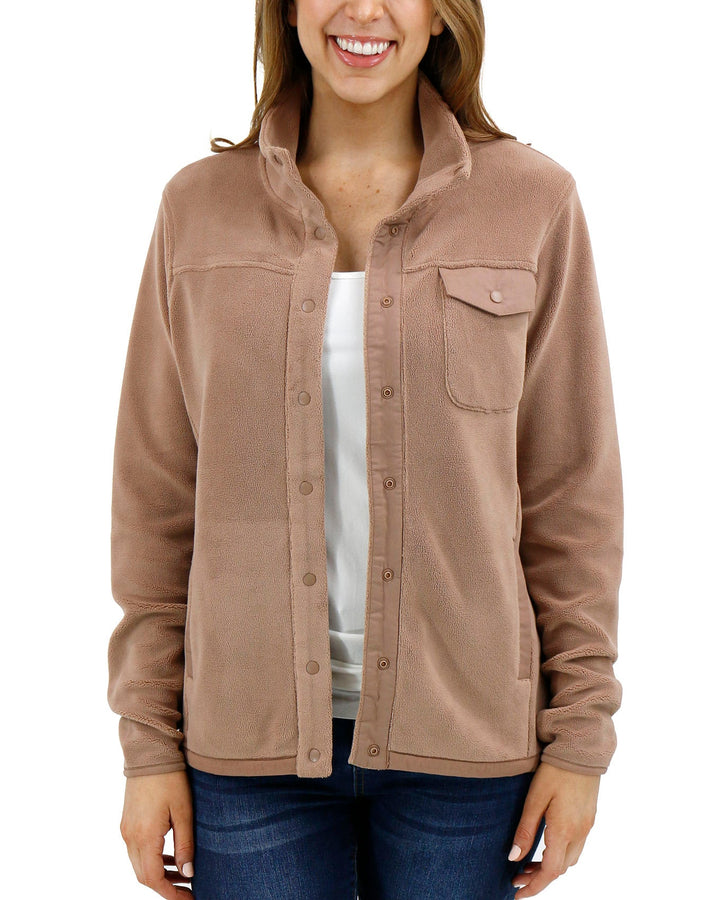 Grace and Lace Luxe Teddy Fleece Jacket - Cappuccino