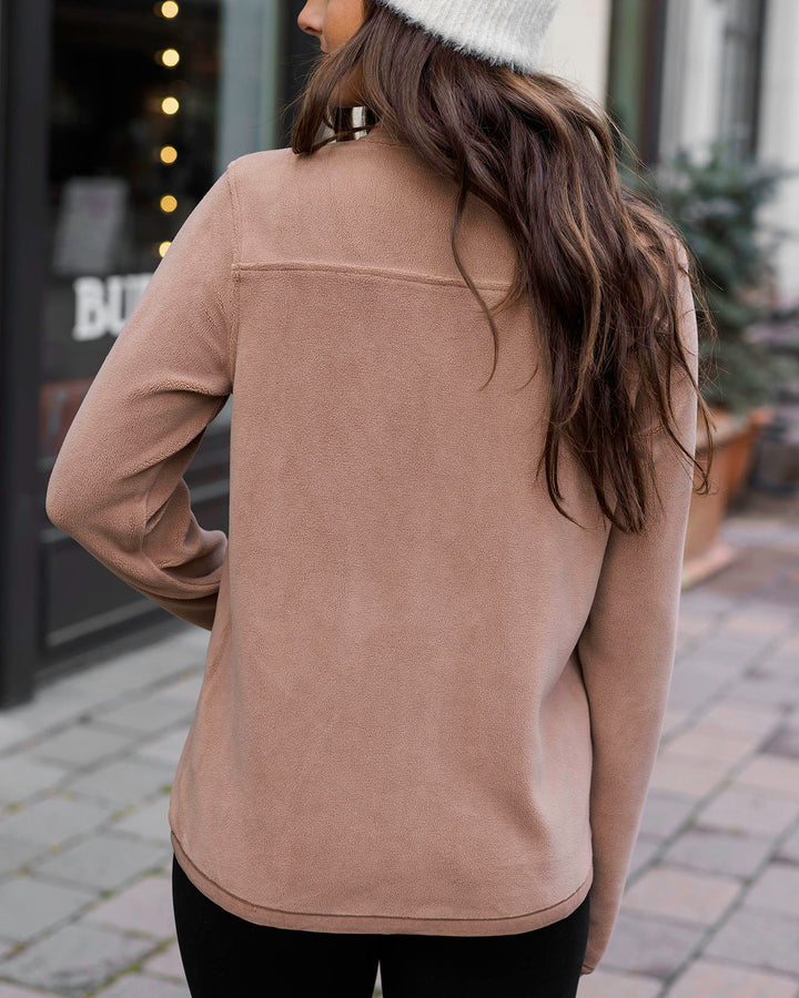Grace and Lace Luxe Teddy Fleece Jacket - Cappuccino