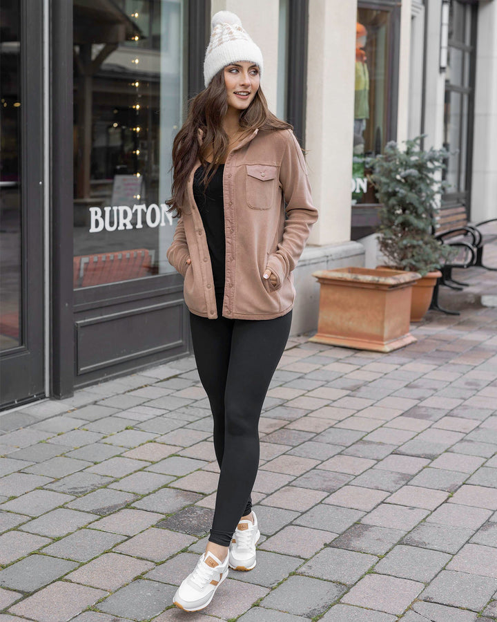 Grace and Lace Luxe Teddy Fleece Jacket - Cappuccino