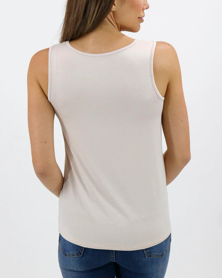 Grace and Lace- Cut-Out Perfect Scoop Neck Tank in Linen