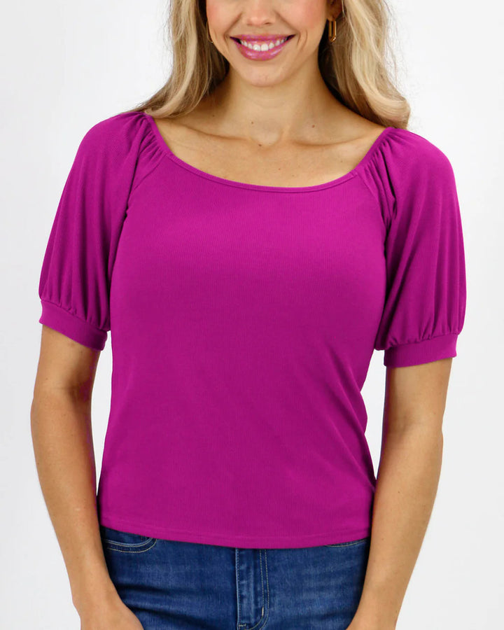 Grace and Lace -Magenta Sweet Ribbed Top