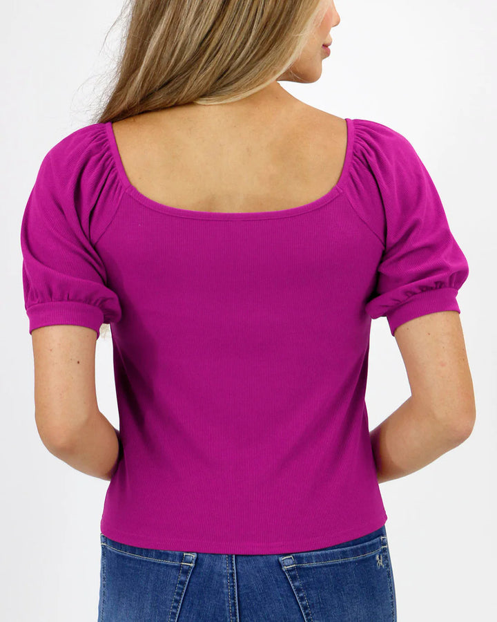 Grace and Lace -Magenta Sweet Ribbed Top