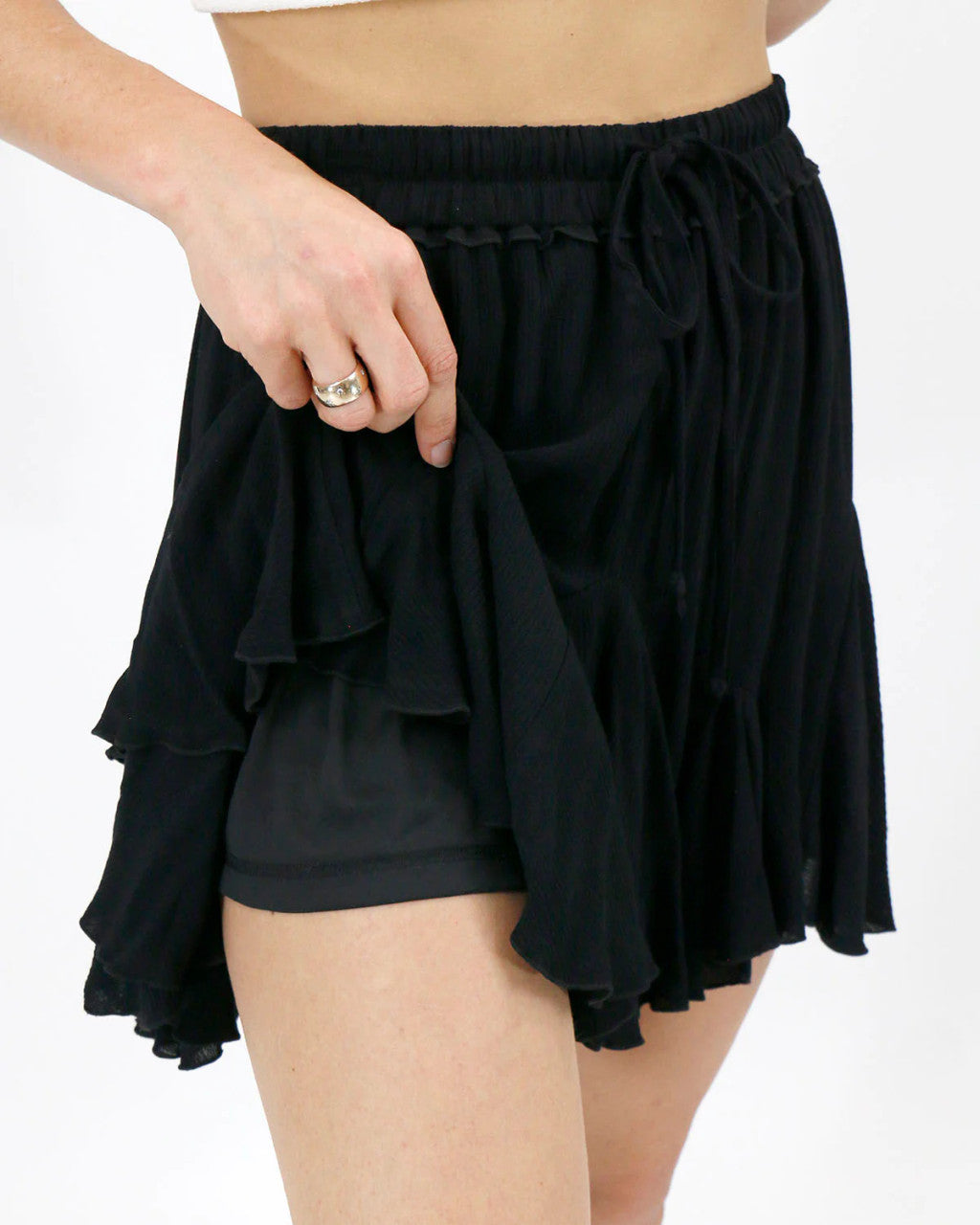 Grace and Lace Frilly Flutter Skirt - Black