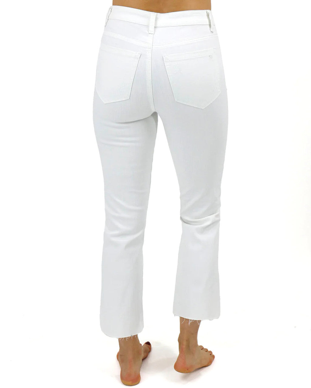 Grace and Lace- Mel's Fave Distressed Straight Leg Cropped Denim in White