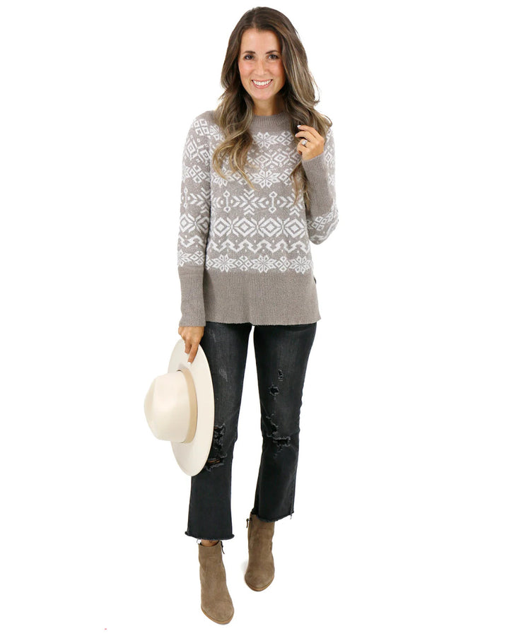 Grace and Lace- Bambü Snowflake Sweater In Ivory