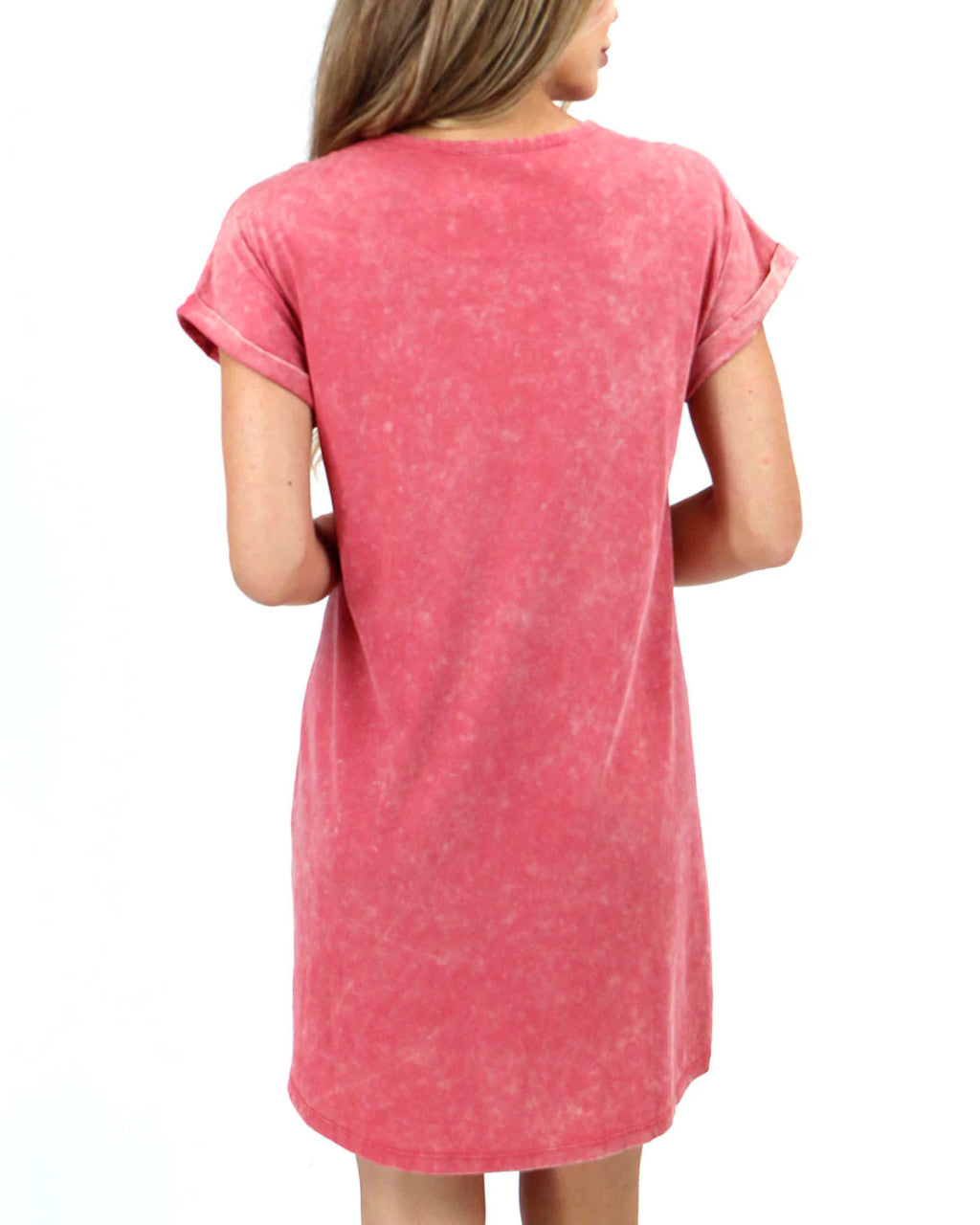 Grace and Lace- Mineral Washed T-Shirt Dress in Washed Pink