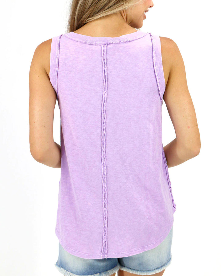 Grace and Lace- Mineral Washed Dusty Orchid Tank