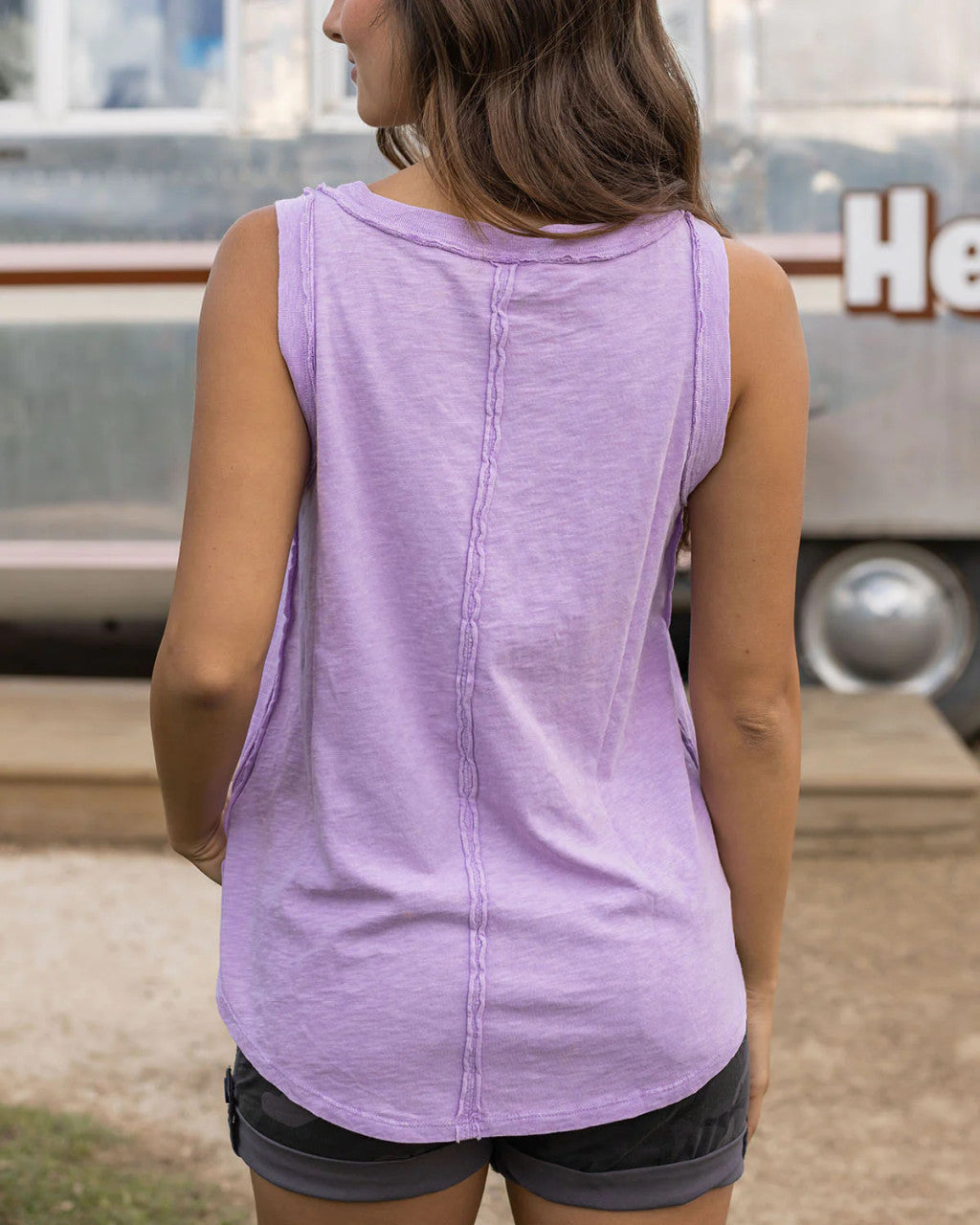 Grace and Lace- Mineral Washed Dusty Orchid Tank