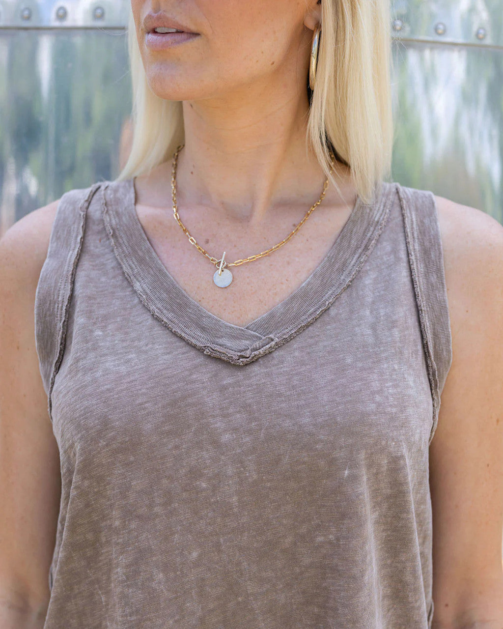 Grace and Lace- Mineral Washed Tank in Hickory