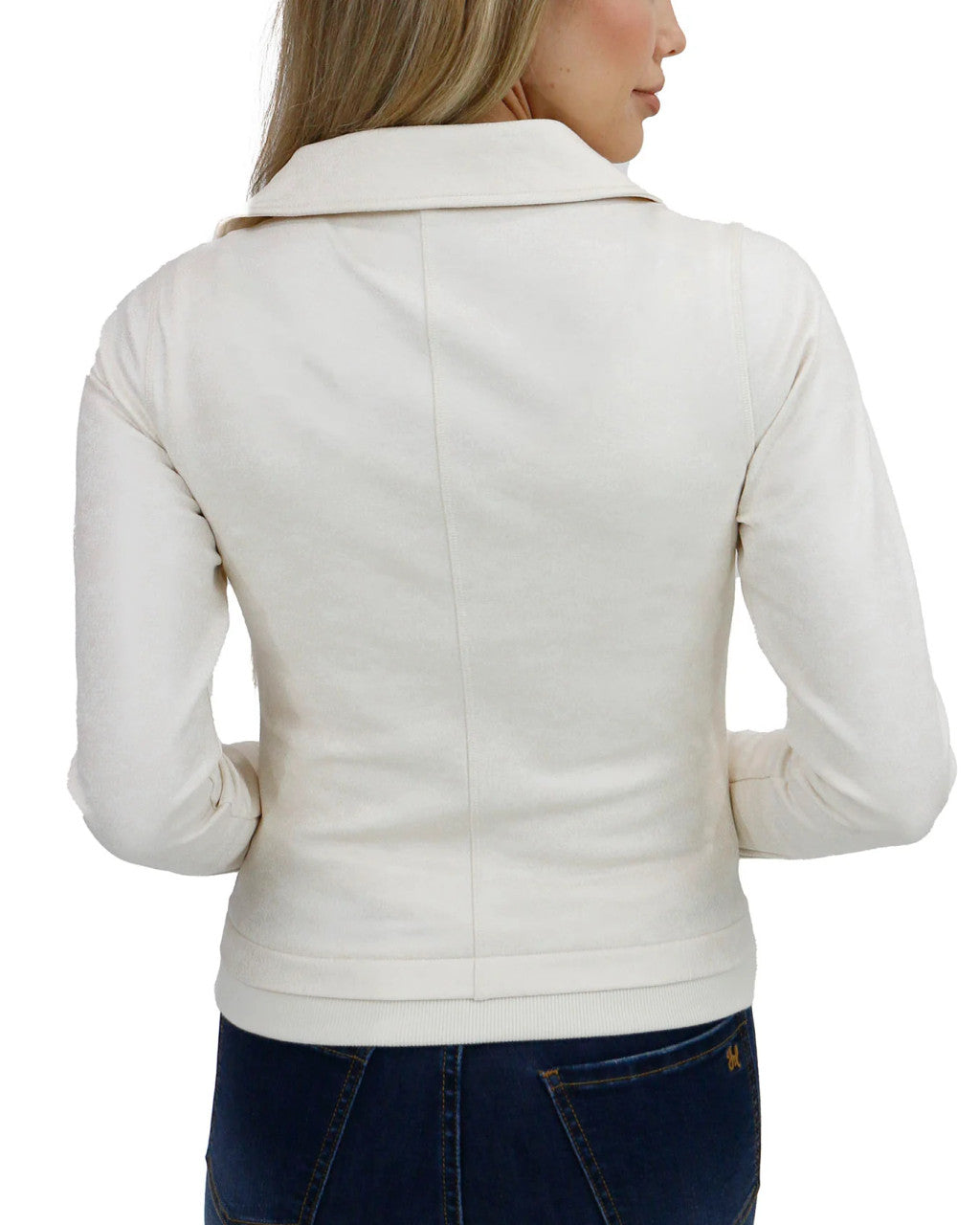 Grace and Lace- Move Free Leather Like Moto Jacket In Cream