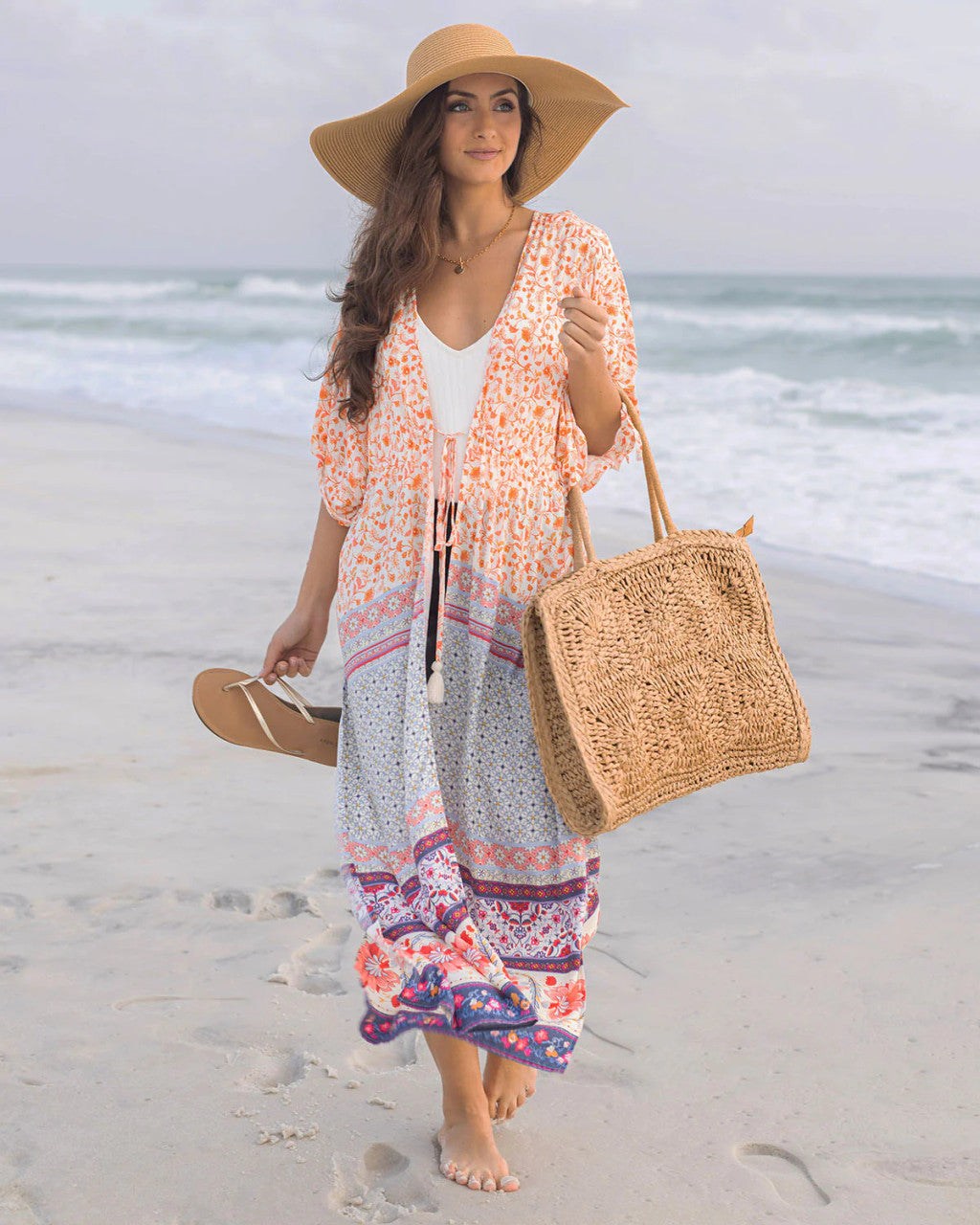 Grace and Lace Mykonos Kimono - Border Print