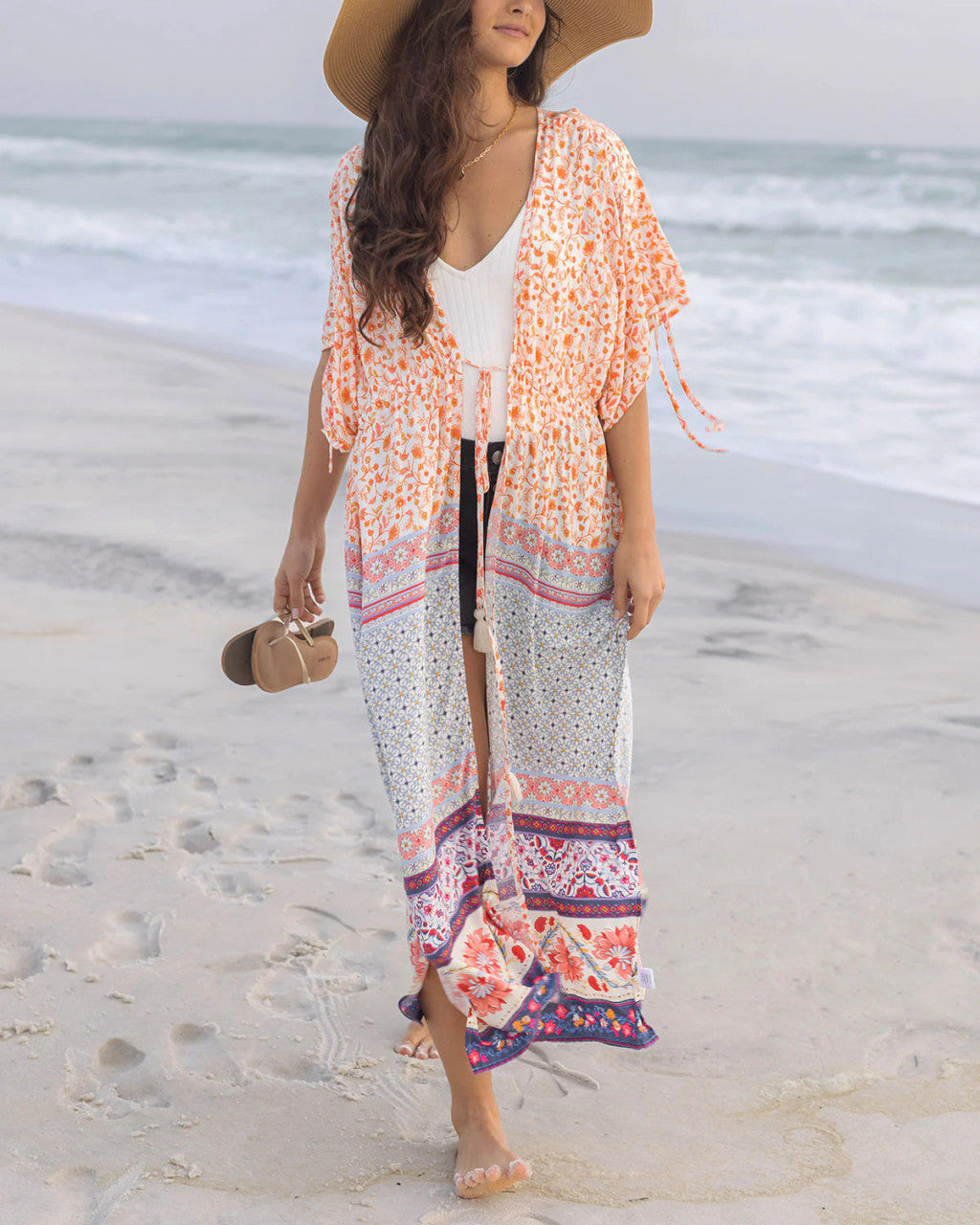 Grace and Lace Mykonos Kimono - Border Print