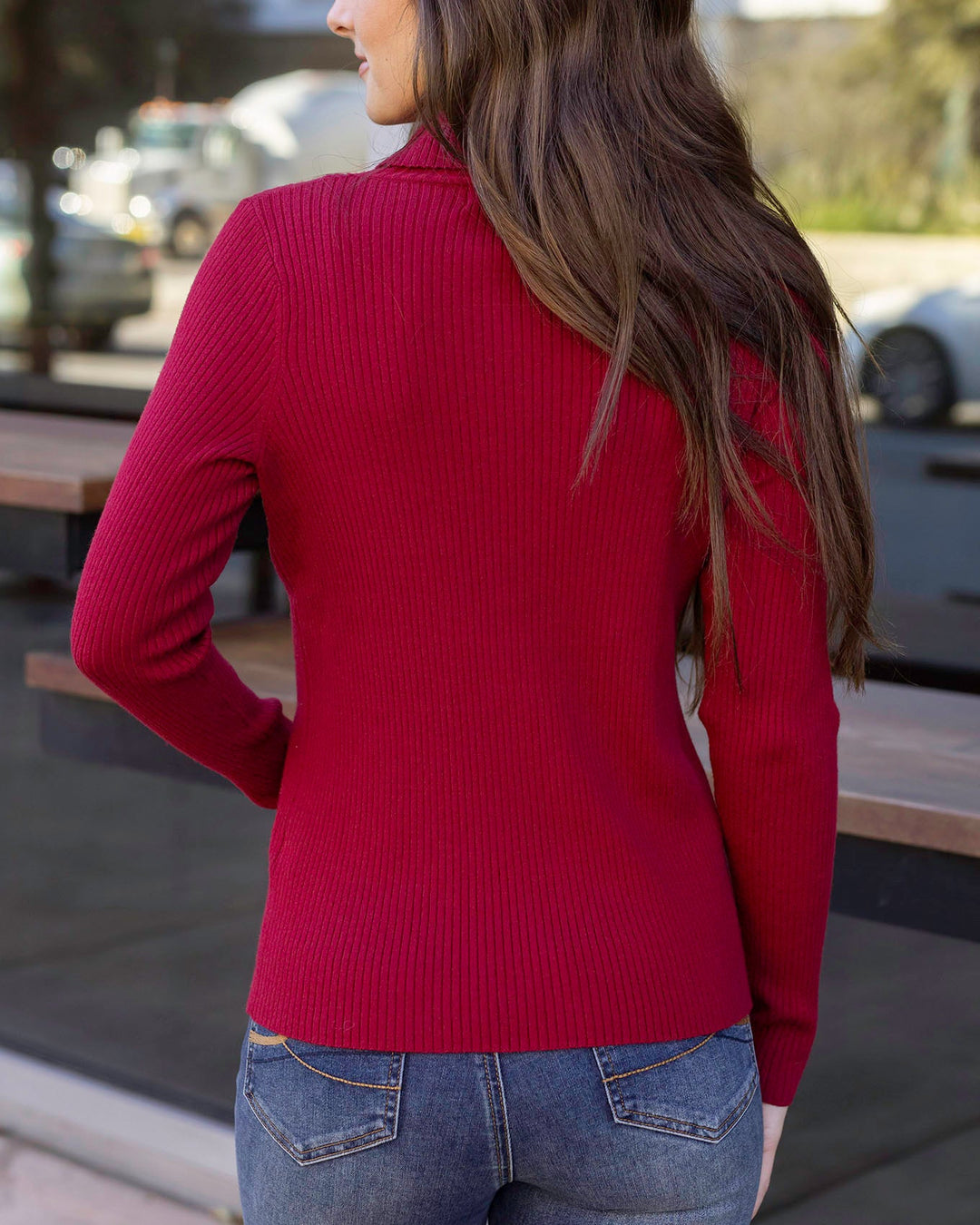 Grace and Lace Oh So Soft Perfect Red Ribbed Turtleneck