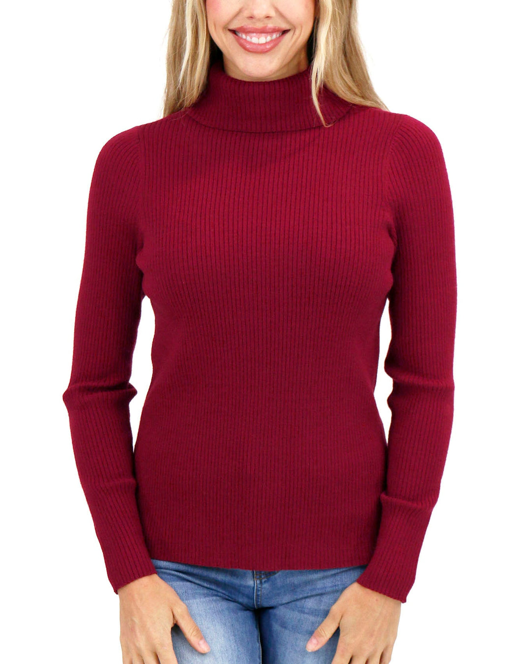 Grace and Lace Oh So Soft Perfect Red Ribbed Turtleneck