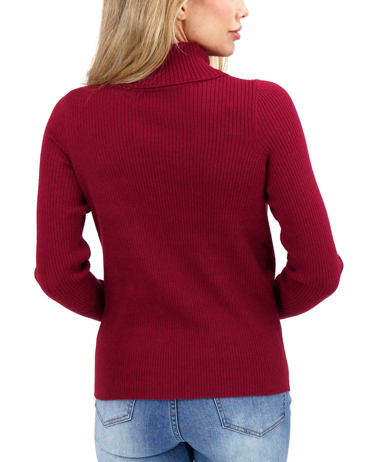 Grace and Lace Oh So Soft Perfect Red Ribbed Turtleneck