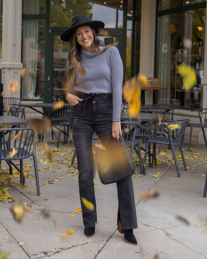 Grace and Lace Oh So Soft Light Blue Ribbed Turtleneck