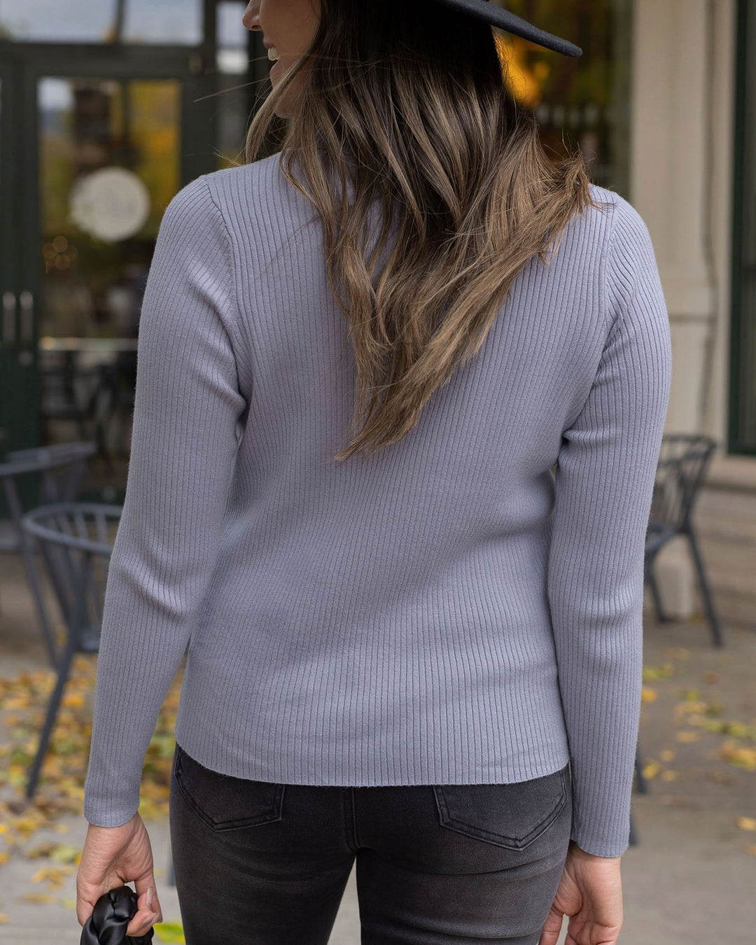 Grace and Lace Oh So Soft Light Blue Ribbed Turtleneck