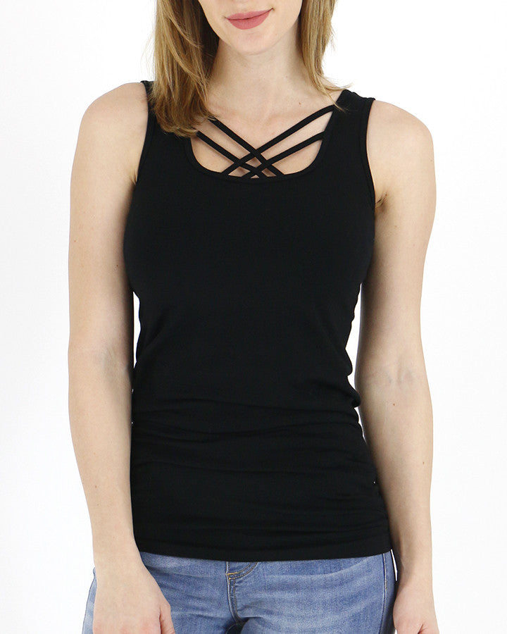 Grace and Lace Perfect Fit Strappy Tank - Black