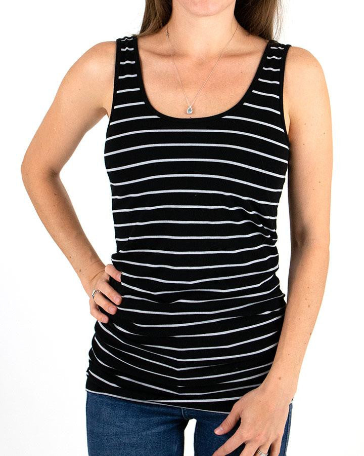 Grace and Lace Reversible Easy Fit Perfect Fit Tank - Black/Grey Stripe Original Long