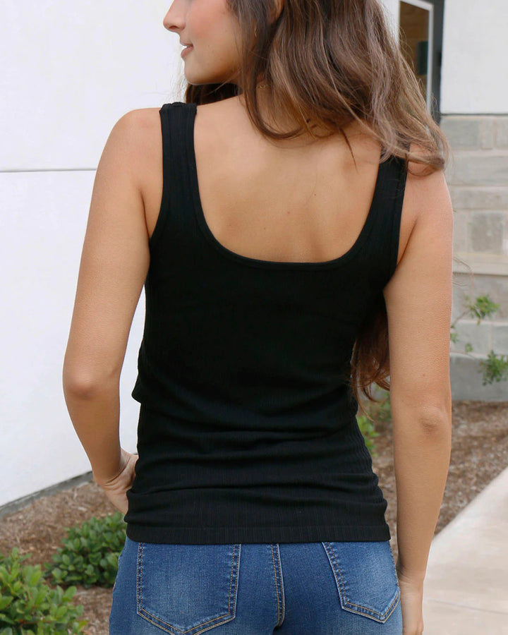 Grace and Lace- Perfect Fit Seamless Ribbed Tank in Black