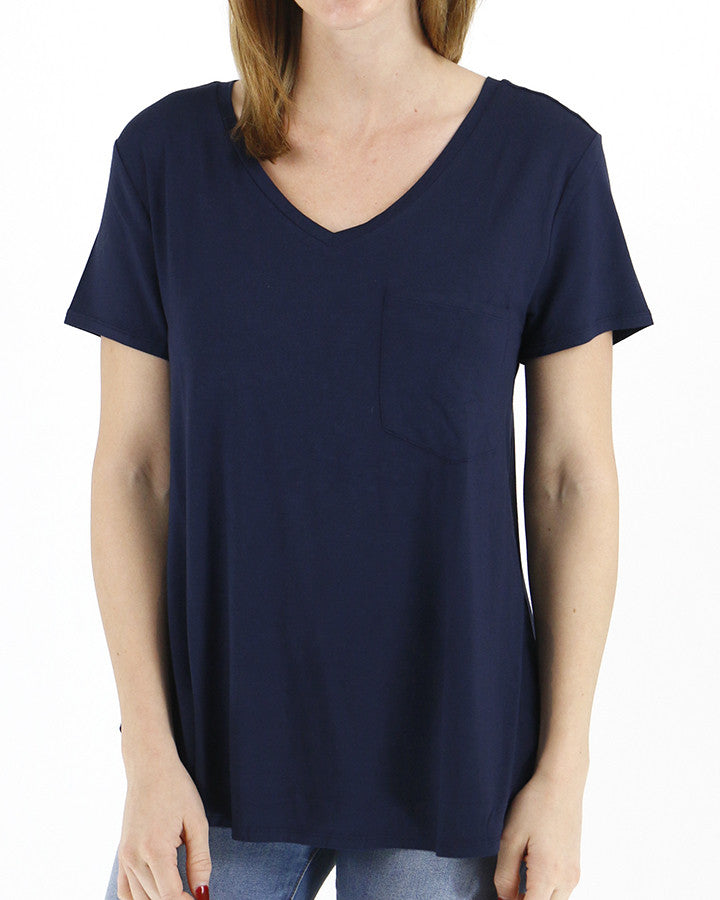 Grace and Lace Perfect Pocket Tee - Short Sleeve - Navy