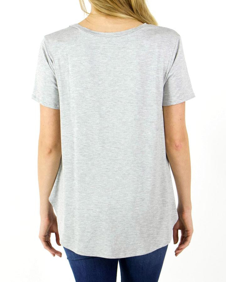 Grace and Lace Perfect Pocket Tee - Heather Grey