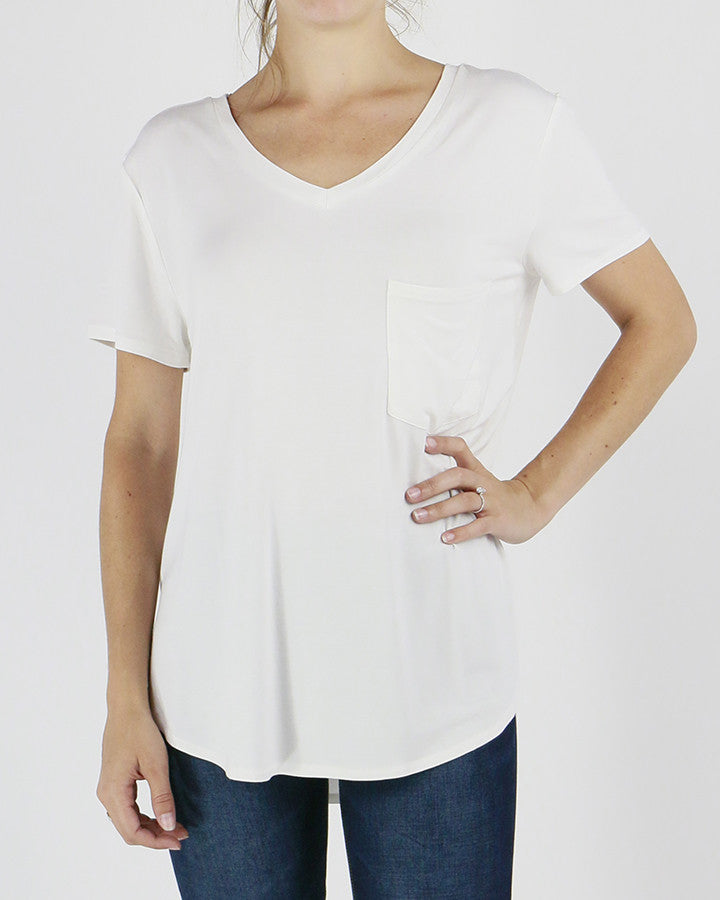 Grace and Lace Perfect Pocket Tee - Short Sleeve - Ivory