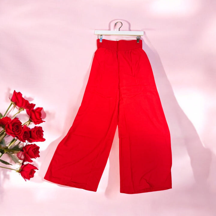 Plus Size Cotton Bleu Air Flow Smocked Dress Pants - Red