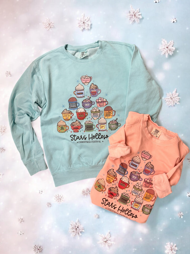 In stock! Gilmore Girls Christmas Coffee Tree Crew Sweatshirt - 2 colors!