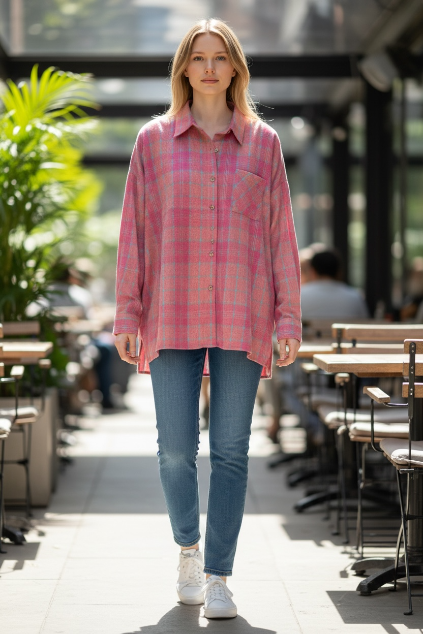 Sweetheart Plaid Button-Down Shirt