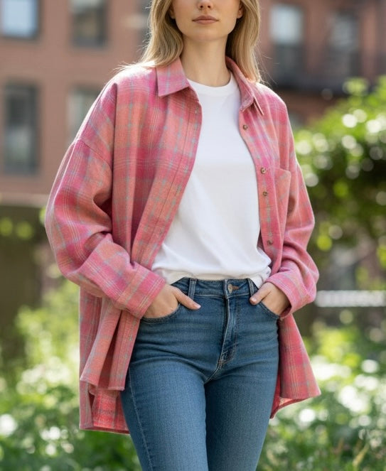 Sweetheart Plaid Button-Down Shirt