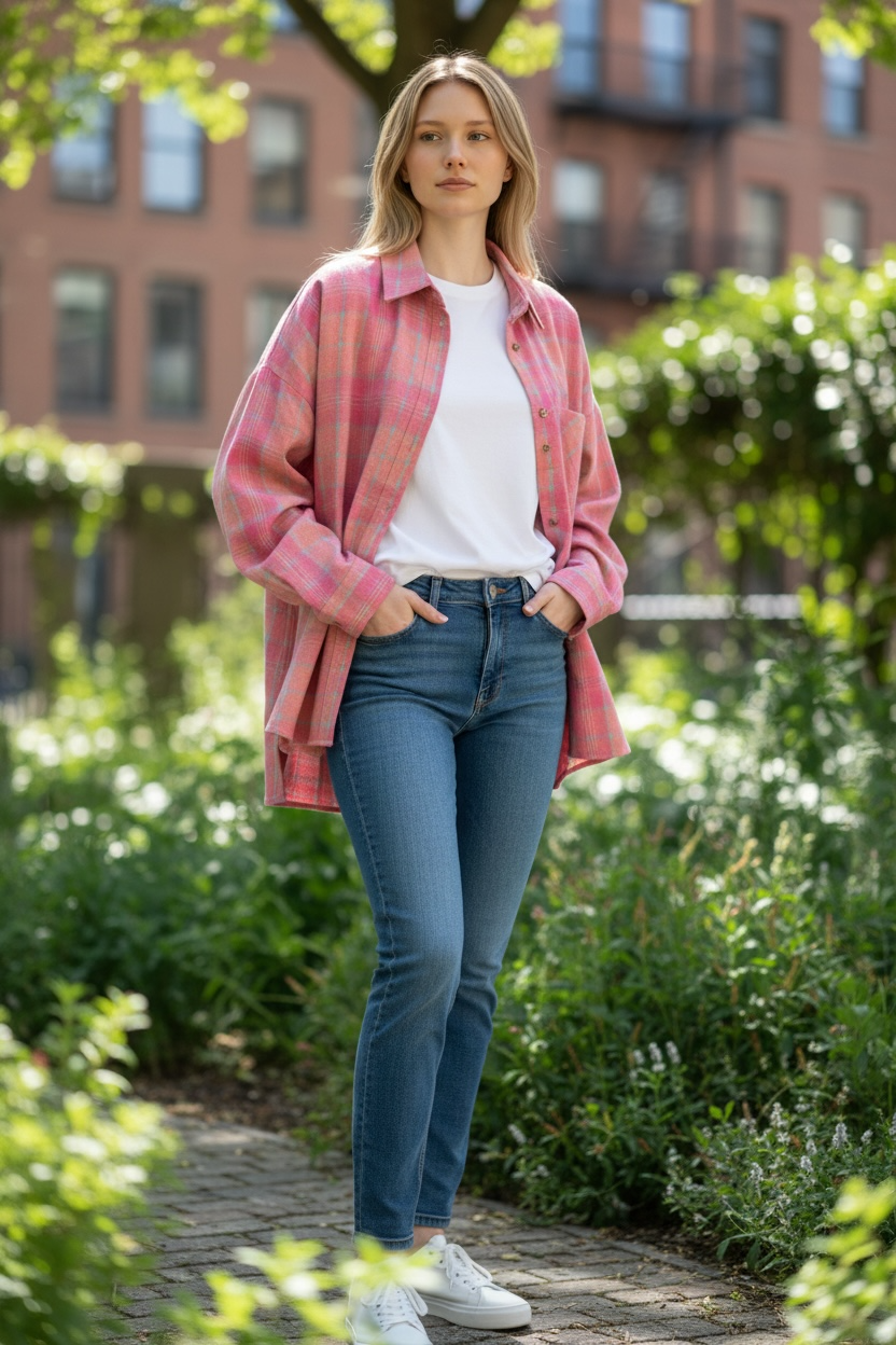 Sweetheart Plaid Button-Down Shirt