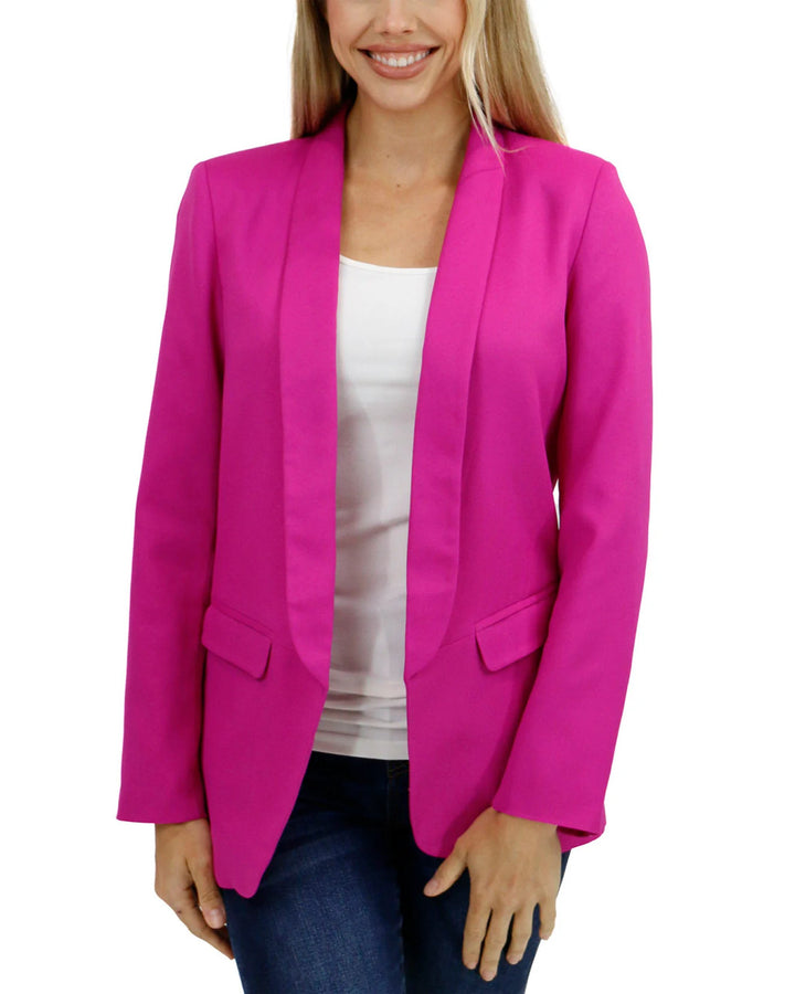 Grace and Lace- Pocketed Fashion Blazer In Magenta