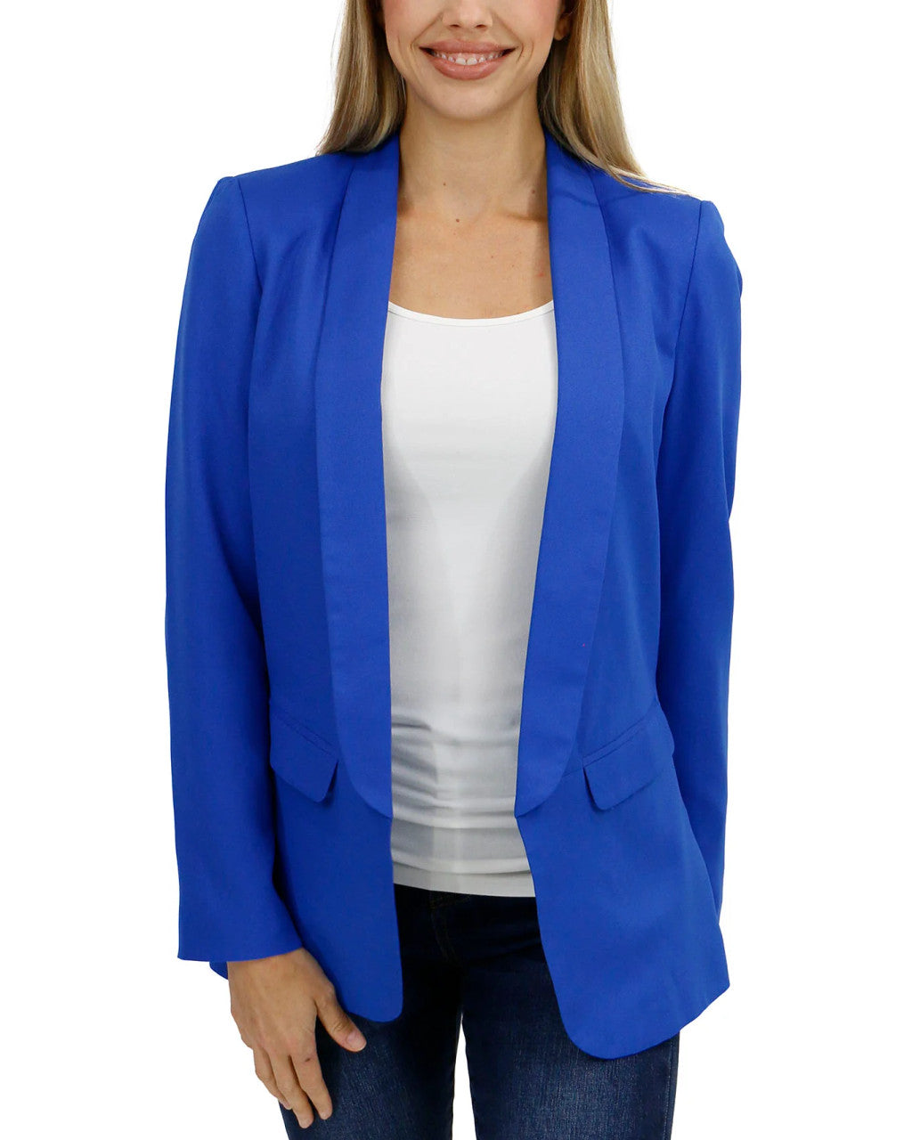 Grace and Lace- Pocketed Fashion Blazer In Royal Blue