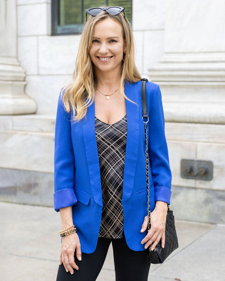 Grace and Lace- Pocketed Fashion Blazer In Royal Blue