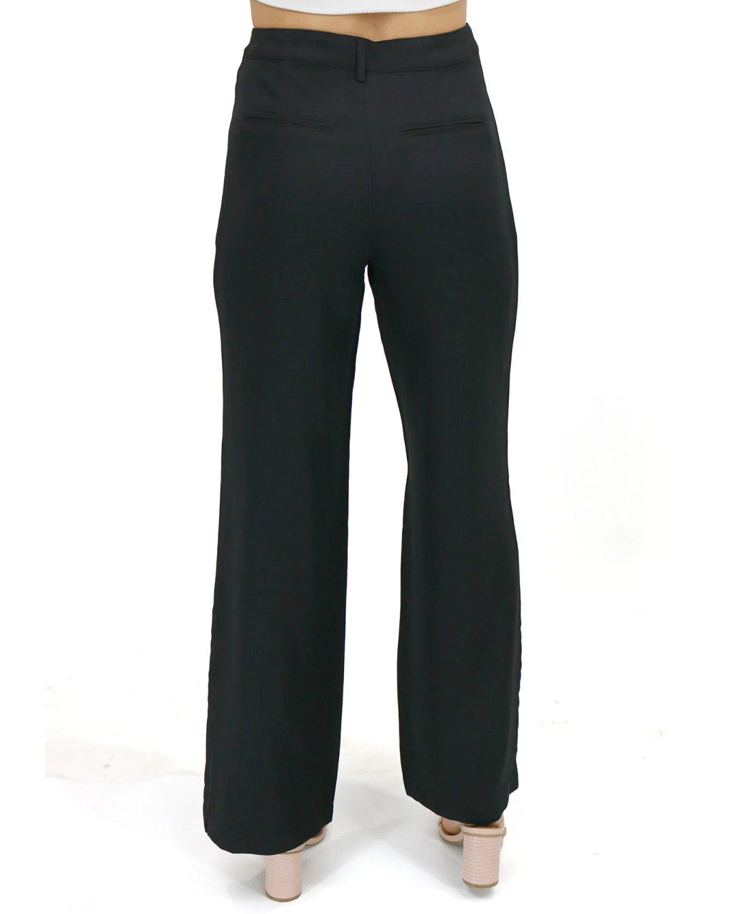 Grace and Lace- Pocketed Wide Leg Pants In Black