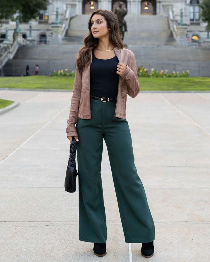 Grace and Lace- Pocketed Wide Leg Pants In Everest